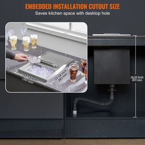Contenitore per Ghiaccio Commerciale in Acciaio Inox 18"L X 12"W X 14.5"H 40.9qt con Coperchio Scorrevole, Kit per Cucina Esterna - Product Image 6