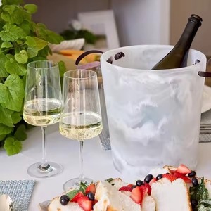 Seau à glace en résine transparente de haute qualité, écologique, avec poignées en cuir nouées, pour mariage, hôtel, rangement de bouteilles et couvercles de bocaux - Product Image 2