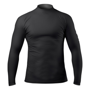 Men's <b>Black</b> Crew Neck <b>Long</b> <b>Sleeve</b> Quick Dry Breathable Spandex/Polyester All Seasons Pullover Rash Guard - Product Image 1