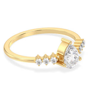 Bague de promesse de mariage REYES en argent sterling 925 exquis, coupe poire, moissanite 0,79 carat, bijoux fins en or massif 14 carats sur mesure - Product Image 3