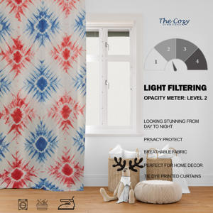 Rideau en coton naturel teint à la main avec imprimé Tie-Dye pour chambre d'hôtes, café, hôtel - Vente en gros Inde - Product Image 6