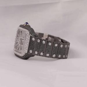 Reloj de Pulsera de Acero Inoxidable con Incrustaciones de Moissanita de 41 mm, Estilo Hip Hop, de Lujo, con Correa de 20 mm de Ancho - Product Image 4