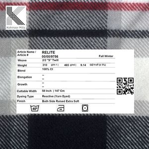 Tela de Franela de Algodón Teñido en Hilo, Sarga 2/2, 310GSM, Textil a Cuadros de Alto Gramaje, OEM ODM - Product Image 4