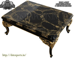 Juego de sofá clásico negro y dorado tallado a mano Juego de sofá artesanal de madera de teca de estilo francés Juego de sofá lujoso en esmalte de oro negro - Product Image 2