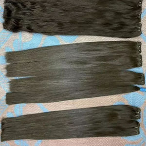 Extensions de cheveux naturels Remy d'Inde du Sud, lisses, longs, bruts, de type Temple, en paquets à tirage unique pour tissage professionnel et - Product Image 1