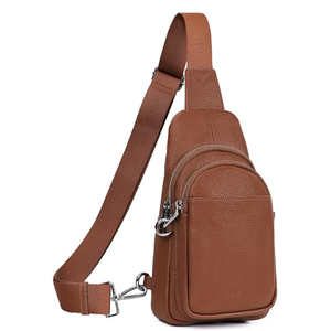 Mochila tipo bandolera con apariencia de cuero negro, bolso cruzado con múltiples bolsillos, bolsa de hombro para viajes al aire libre, uso diario - Product Image 3