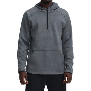 High Quality 100% Cotton Fleece Quarter Zip Hoodie Winter Embroidered Men's Oversized Hoodies - Product Image 2