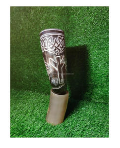 Véritable 12 corne de boeuf Viking corne à boire en bois massif artisanat poli sculpté laiton marteau corne à boire avec sculpture - Product Image 6