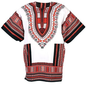 T-shirts Dashiki africains tribaux à col en V, style Color Blocking, culturels, pour la plage, les croisières et les événements religieux, avec motifs floraux et sublimation - Product Image 1