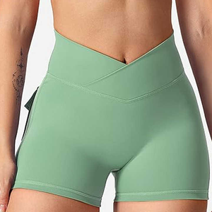 Shorts Deportivos de Cintura Alta para Mujer, Transpirables, con Logotipo Personalizado, de Spandex/Nylon, Elásticos en Cuatro Direcciones, para Gimnasio, Yoga y Running - Product Image 3