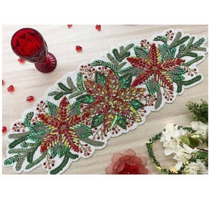 New Arrival Elegant Floral Glass Beaded <b>Table</b> <b>Runner</b> Elegant Beaded <b>Runner</b> For Dining Wedding Party & Everyday Use - Product Image 1