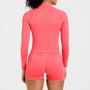 Veste de sport à manches longues personnalisée pour femmes, vêtements de sport décontractés d'hiver, gym, fitness, yoga, entraînement avec fermeture éclair, taille plus - Product Image 5