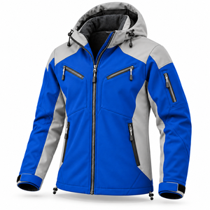 Wholesale Custom Mens Softshell <b>Jacket</b> Winter Hunting Outdoor Wear Windproof <b>Warm</b> <b>Fleece</b> Lining Hooded Color Block Coat Trekking - Product Image 2