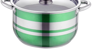 Cacerola de acero inoxidable sin BPA con estampado floral dorado que garantiza la preparación segura de alimentos - Product Image 3