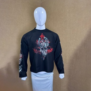 Chemise de combat MMA à manches longues en flanelle tissée unie pour hommes grandes tailles, respirante et à séchage rapide, haut d'entraînement pour arts martiaux - Product Image 1