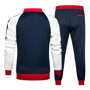Ensemble de survêtement pour homme à blocs de couleur, manches longues, fermeture éclair, vêtements de sport décontractés, vêtements d'automne, matière en coton respirante, coupe régulière - Product Image 2