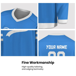 Nouveau maillot de hockey sur glace confortable à porter, personnalisable avec le nom de l'équipe, différentes couleurs, 100 % polyester, logo personnalisé, unisexe, anti-boulochage - Product Image 6