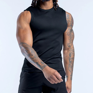 Custom Logo Black Bodybuilding <b>Men's</b> Tank <b>Top</b> Polyester Lightweight Stretch Fabric Gym & Running <b>Compression</b> Tank <b>Top</b> For <b>Men</b> - Product Image 3