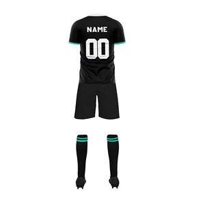 Men's Black Soccer Jersey Set Short Sleeve Sublimated Moisture Wicking All Seasons <b>Athletic</b> Wear Crew Neck Regular Fit - Product Image 6