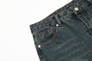 Pantalones Vaqueros Cargo de Cintura Alta para Hombre, Corte Holgado, Lavado a la Piedra, Color Negro, Estilo Casual, Pierna Ancha, Estilo Otoñal - Product Image 6
