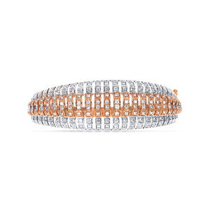 Elegant 14K Rose Gold and Lab Grown Diamond Triple-Row Women's <b>Bangle</b> <b>Bracelet</b> - Product Image 2