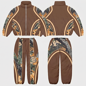 Ensemble de survêtement coupe-vent imprimé en nylon pour homme, avec fermeture éclair, logo personnalisé, veste et pantalon deux pièces, écologique et résistant au vent - Product Image 4