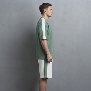 Ensemble T-shirt et short streetwear uni pour homme, séchage rapide, respirant, manches courtes, coupe ample, 100 % coton, survêtement décontracté - Product Image 6