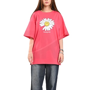 Camiseta de Algodón con Estampado Gráfico para Mujer, Corte Holgado Informal, Tejido Transpirable y Suave, Ropa de Calle de Verano, Moda Moderna - Product Image 3