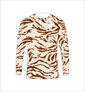 T-shirt à manches longues pour homme, imprimé sublimation personnalisé, motif vague abstraite à rayures de tigre marron, pour la chasse, la pêche, les sports athlétiques et l'entraînement. - Product Image 5