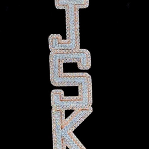 Buy Custom Iced VVS1 Moissanite Hip Hop Unisex Initial <b>Letter</b> Pendant Gift Him Men's Krishnavii KP 245 Luxury Silver Plated - Product Image 1