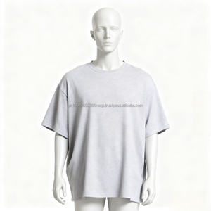 Camiseta Oversize Cuadrada de Diseño en Algodón de 230 g/m², 100% Algodón, Hombros Caídos, Personaliza tu Logotipo, Manga Corta, Color Gris Jaspeado - Product Image 1