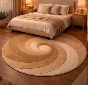 Luxury Modern Spiral Hand Tufted Wool Anti-Slip Medium Pile Area Rug Soft Abstract <b>Carpet</b> Cotton Canvas Backing Living Room - Product Image 1