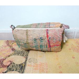 Wholesale Cotton kantha Tassel Zipper <b>Pouch</b> 3-Piece Vintage Large Eco-Friendly Portable Women's Cosmetic Organizer Bag Set - Product Image 5