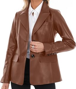OEM Wholesale High Quality Women's Lambskin Brown <b>Leather</b> <b>Blazer</b> Fitted <b>Leather</b> <b>Jacket</b> Custom Logo Colors Women's <b>Jackets</b> - Product Image 2