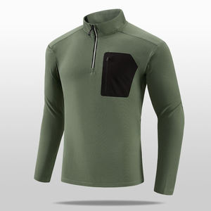 Sudadera de poliéster con cremallera de 1/4, con bolsillo, para gimnasio, correr, informal, de manga larga, para hombre - Product Image 1
