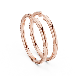 Juego de Aretes de Aro Simples en Oro Rosa de 18 Quilates con Diamantes Cultivados en Laboratorio con Baño de Rodio, Certificados por IGI, Lujosos para Uso Diario, Glamurosos para Mujer - Product Image 3