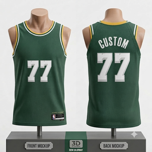 Camiseta de Baloncesto Personalizada, Verde, Malla Transpirable, Sublimada, con el Número 77, Uniforme de Equipo para Adultos - Product Image 1