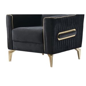 Sedia Melody Rivestita in Velluto Nero, Design Moderno e Contemporaneo con Legno e Ferro per Soggiorno - Product Image 3