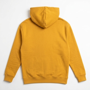 Sweat à capuche unisexe surdimensionné en molleton épais jaune moutarde avec logo personnalisé, imprimé en relief, écologique, style streetwear pour homme - Product Image 3