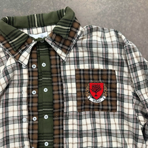 Camisa de Franela a Cuadros de Manga Larga para Hombre, Estilo Urbano Vintage, Multicolor, con Parches, Corte Holgado, Hombros Caídos, Bordado Intenso - Product Image 6