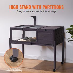 Hábitat de Madera para Tortugas de Interior y Exterior con Soporte de Luz Rodante, Recinto Pequeño para Reptiles, Jaula para Tortugas - Product Image 5