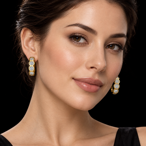 Pendientes de Aro con Bisel de Diamantes Cultivados en Laboratorio, Estilo Vintage, Oro de 10K, 14K, 18K, Plata 925, 935, para Boda o Compromiso - Product Image 2
