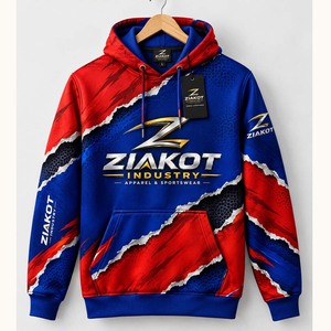 Sudadera con Capucha Deportiva Roja Personalizada de la Marca Ziakot Industry, Venta al Por Mayor Directa - Product Image 3