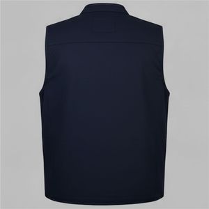 เสื้อกั๊กทำงานคอวีสีน้ำเงินกรมท่าสำหรับผู้ชาย มีกระเป๋าหลายช่อง ปิดด้วยซิป รุ่น 2026 เสื้อคลุมลำลอง ระบายอากาศได้ดี ผลิตจากโพลีเอสเตอร์ เหมาะสำหรับใส่ในฤดูใบไม้ผลิ - Product Image 2