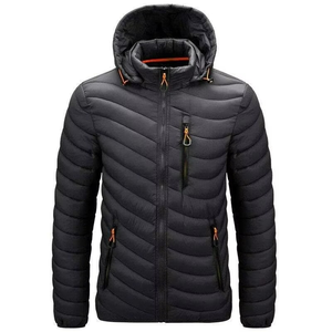 New Fashion <b>Men</b> Autumn Winter Padded Zipper Warm Pockets Hooded Coat <b>Long</b> Sleeve Removable Hat Outdoor Thick <b>Jacket</b> - Product Image 1