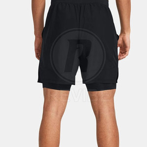 Latest Design 2 in 1 Shorts Custom Logo Elastic Waist <b>Mid</b> Solid Fitness Wear Workout Gym Short for Men Online Sale - Product Image 4