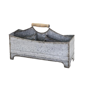 Porte-ustensiles en métal galvanisé avec poignée en bois - Product Image 1