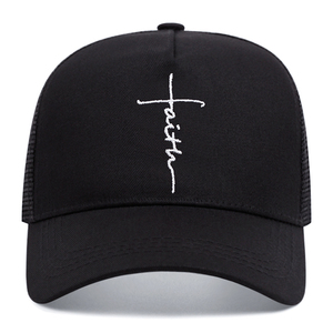 หมวกแก๊ปตาข่ายปักลายกางเขน Unisex Faith Cross สำหรับคริสเตียน หมวกเบสบอลปรับขนาดได้ ป้องกันแสงแดด สไตล์สปอร์ต สตรีทแฟชั่น - Product Image 4
