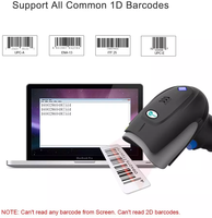 Lecteur de codes-barres sans fil 2,4 GHz portable pour supermarché, scanner de codes QR 1D 2D USB, 300 lectures/secondes, portée 0-100 m, garantie 1 an, en stock