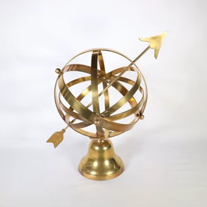 Nautical themed brass armillary sphere with <b>rotating</b> bands and engraved base perfect for explorer lovers and gifting - Product Image 1
